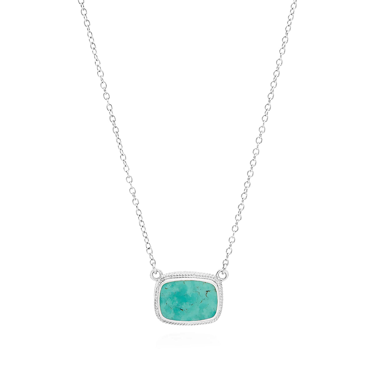 Silver cushion turquoise necklace