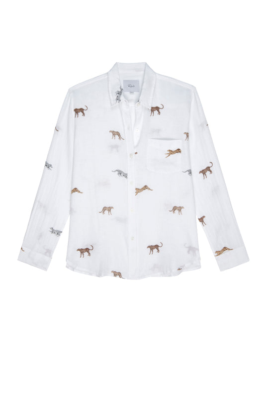 White shirt with cheetah print