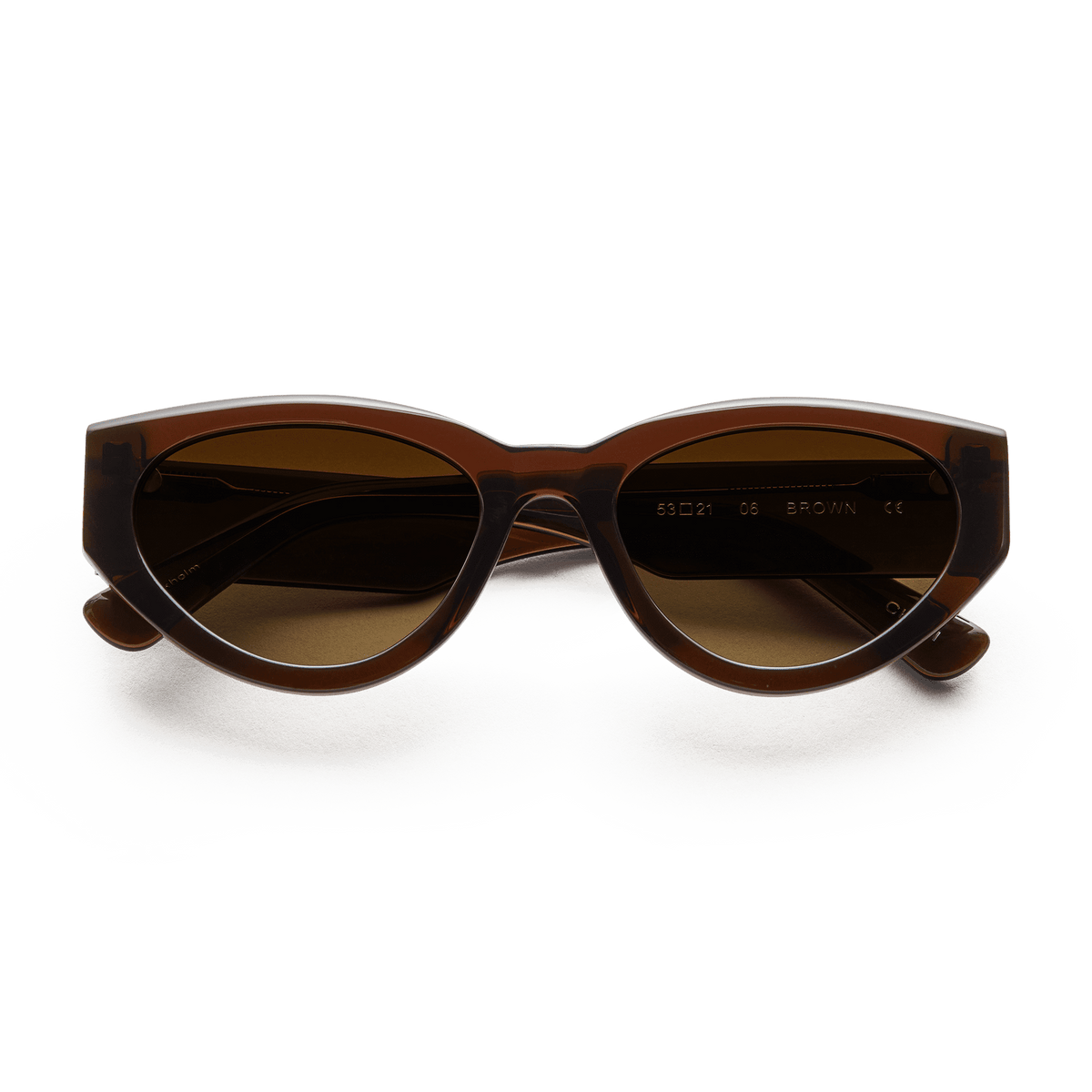 Brown cat eye sunglasses with brown lens