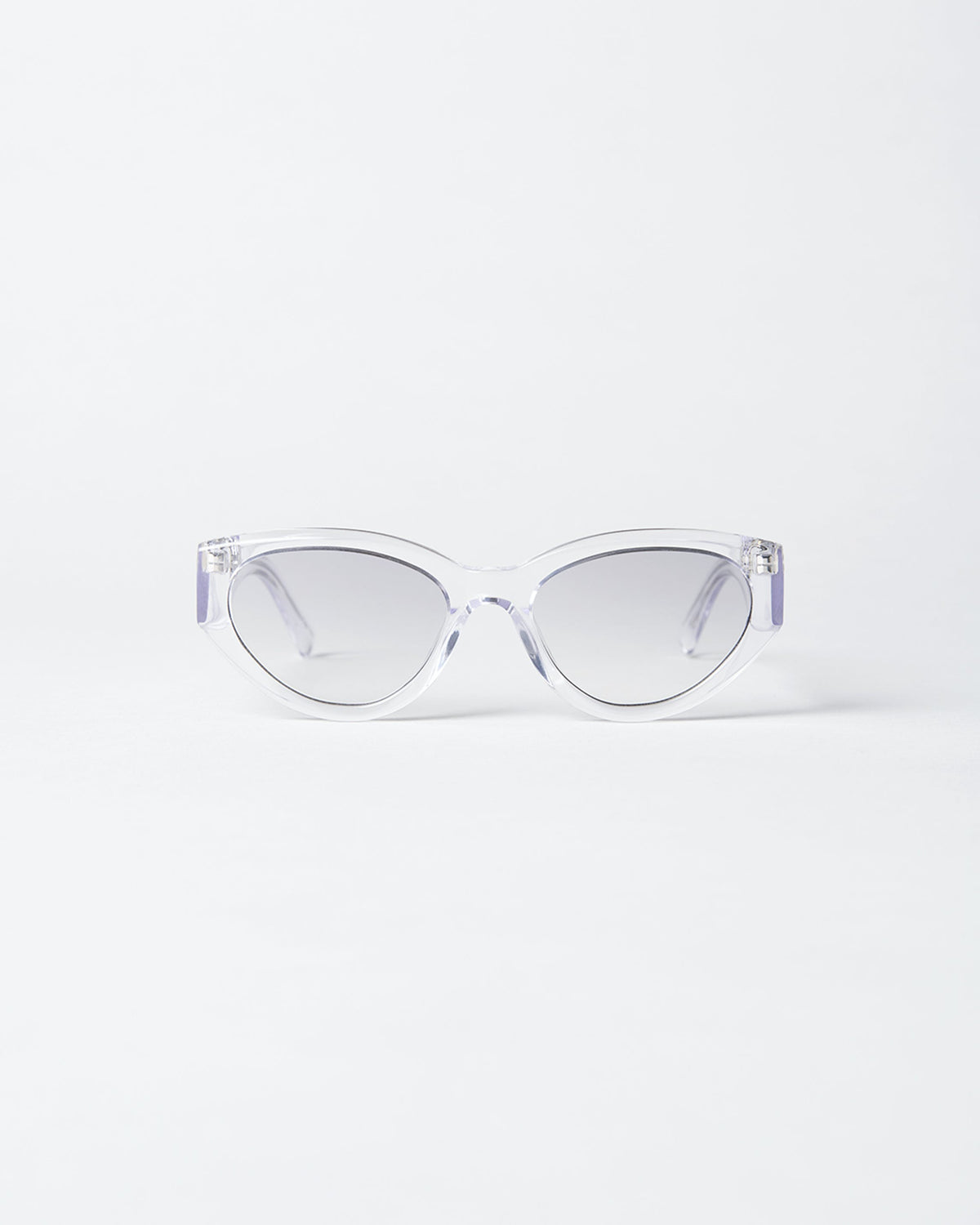 Clear cat eye sunglasses with a clear lense