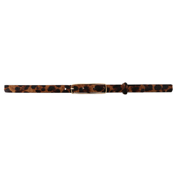 leopard print furry narrow belt with gold buckle