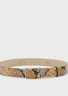 tan python leather belt with silver rectangular buckle from abro