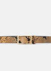 tan python leather belt with silver rectangular buckle from abro