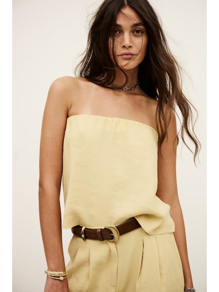 Strapless pale yellow bandeau top from ba&sh