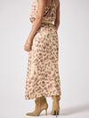 a line silky leopard print skirt with elasticated waist  rear view 