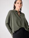 Button through cashmere knit with a collar and chest pocket