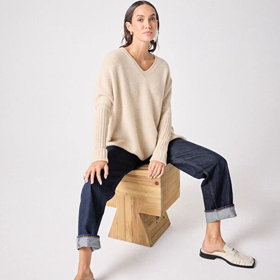 beige cashmere knit