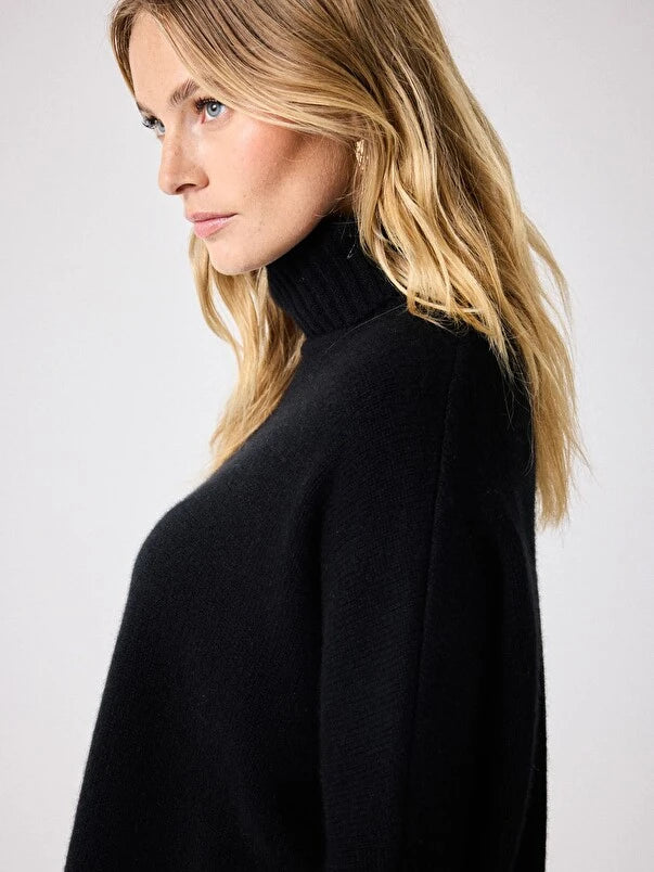 roll neck long sleeve black jumper