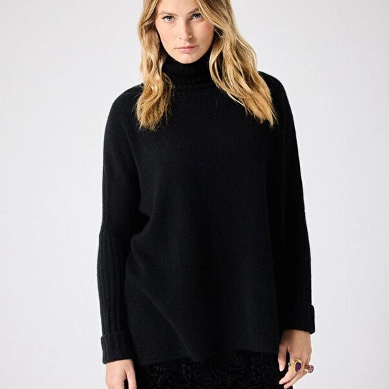 roll neck long sleeve black jumper