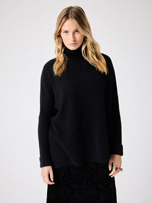 roll neck long sleeve black jumper