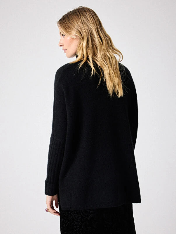 roll neck long sleeve black jumper