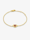gold bracelet with spiky heart with red stone inside and lobster clasp from rachel jackson