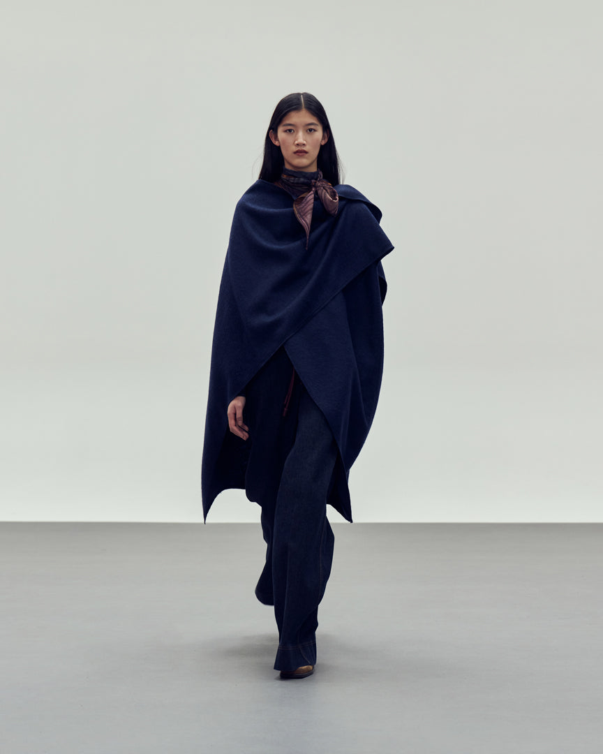 Blue cape style coat