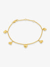 gold chain bracelet with gold heart charms and a lobster clasp from rachel jackson