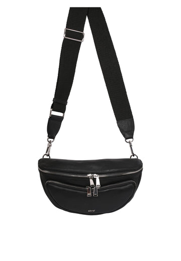 Leather cross body belt bag with silver toned hardwear