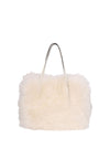 Cream shearling bag with cream leather straps