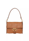 Tan leather shoulder bag with shoulder strap with stitch detailing from Abro
