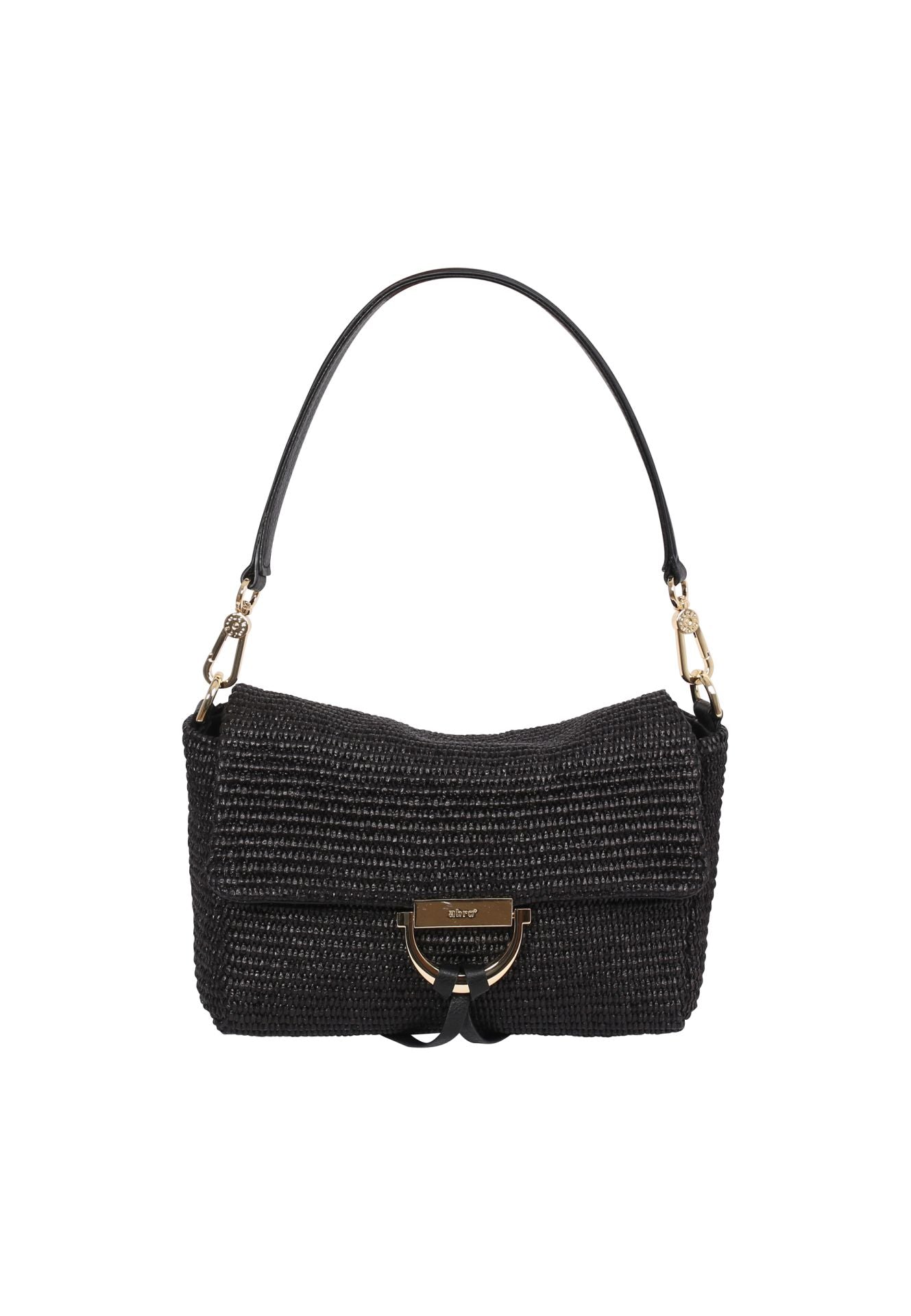 raffia and leather handbag with gold toned hardwear from Abro