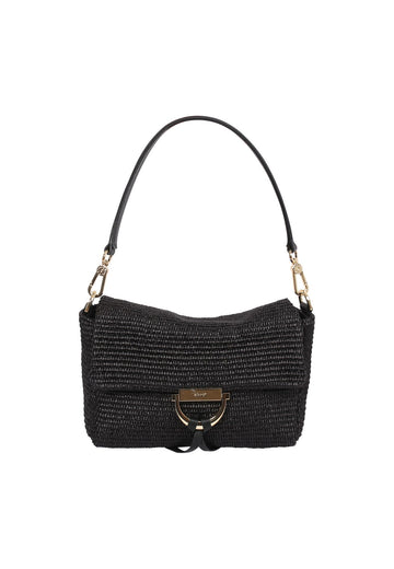 raffia and leather handbag with gold toned hardwear from Abro