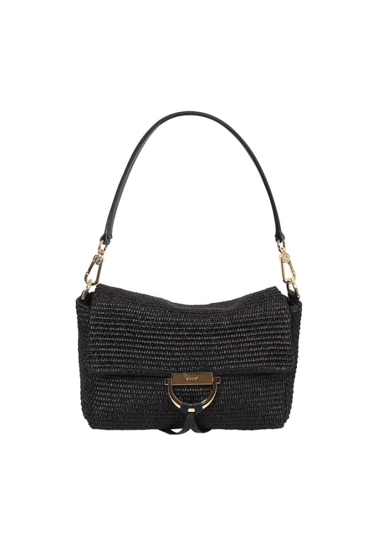 raffia and leather handbag with gold toned hardwear from Abro