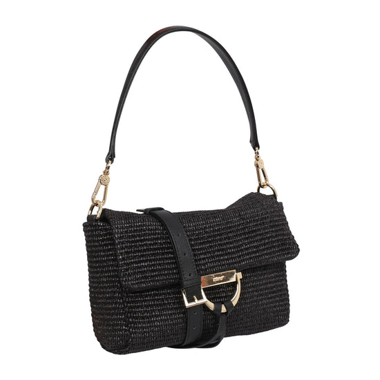 raffia and leather handbag with gold toned hardwear from Abro