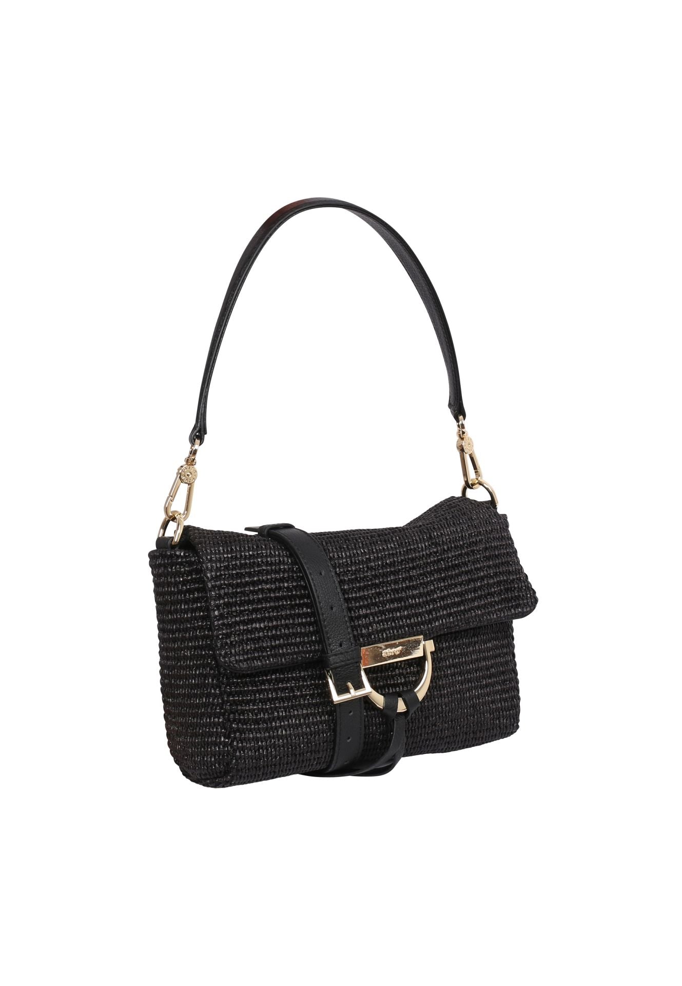 raffia and leather handbag with gold toned hardwear from Abro