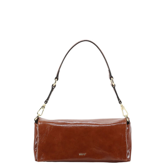 rectangular caramel patent leather bag from abro