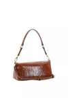 rectangular caramel patent leather bag from abro rear