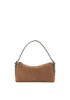 Rectangular tan suede handbag with top handle from abro