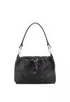 A black slouchy shoulder bag with a textured leather finish, a single shoulder strap, and silver-tone hardware, shown against a plain white background.