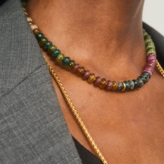 tourmaline multi bead choker necklace with lobster clasp 