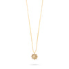 gold compass pendant necklace with delicate gold chain and lobster clasp close up