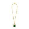 green malachite stone medallion necklace with bamboo chain and lobster fastening 
