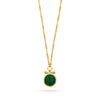 green malachite stone medallion necklace with bamboo chain and lobster fastening  close up