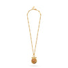 bamboo agate stone medallion necklace with bamboo style gold chain and lobster clasp