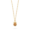 bamboo agate stone medallion necklace with bamboo style gold chain and lobster clasp close up