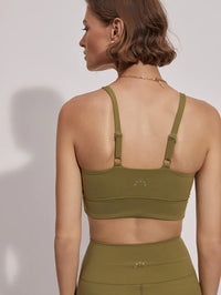 Khaki green bra top with adjustable straps
