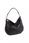 black curved moonshape leather bag with top handle side