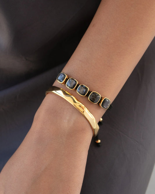 model shot of hand made gold plated cuff