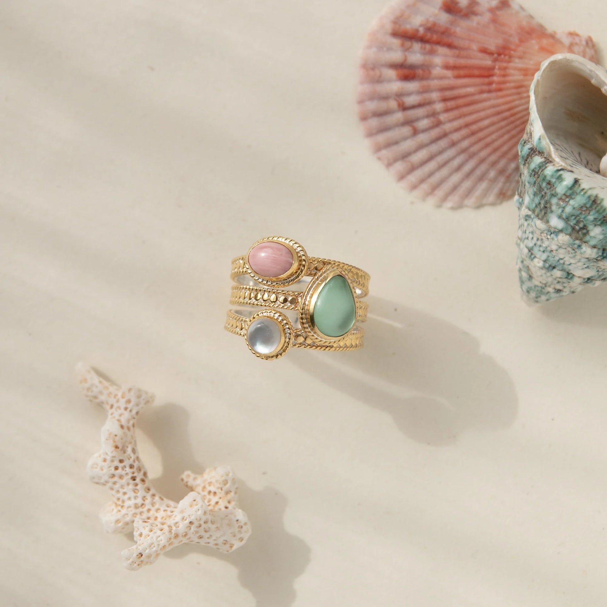 Faux stacking ring with 3 stones