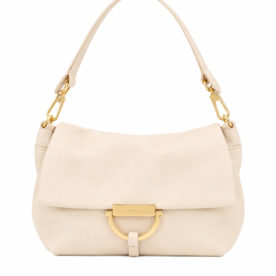 Cream leather bag with gold hardwear