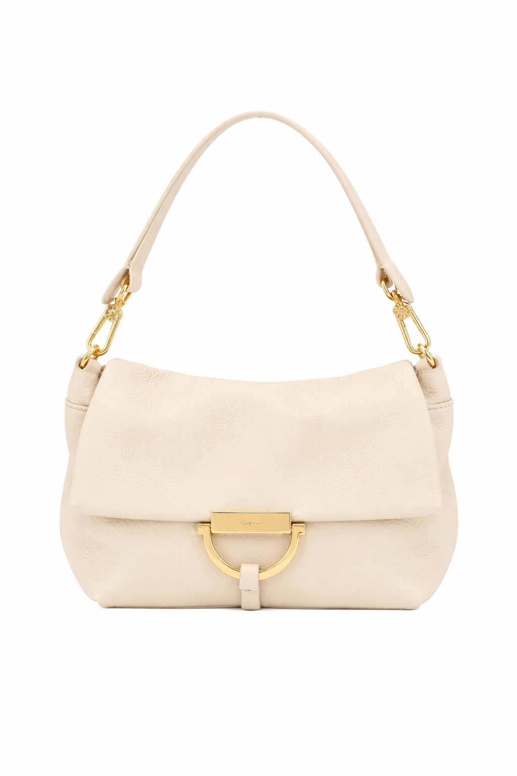 Cream leather bag with gold hardwear