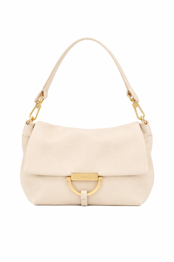 Cream leather bag with gold hardwear