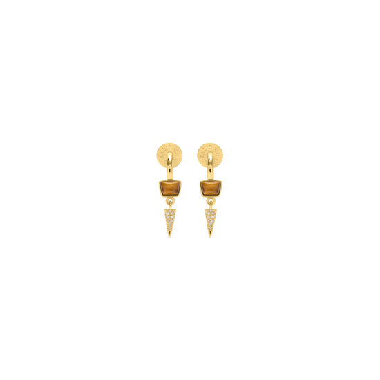 tigers eye detailed huggie hoops