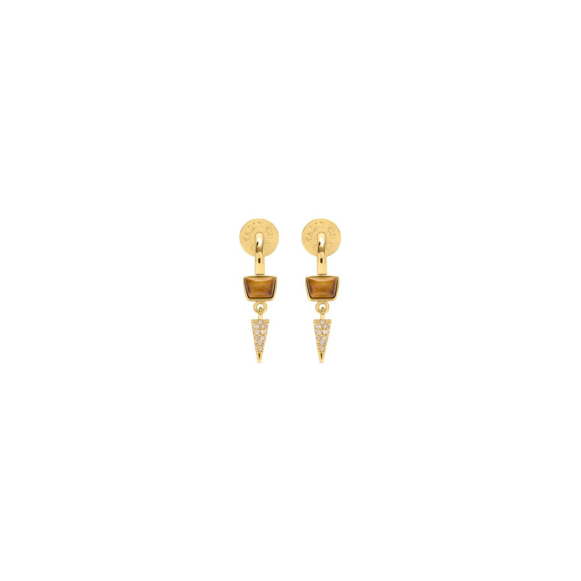 tigers eye detailed huggie hoops