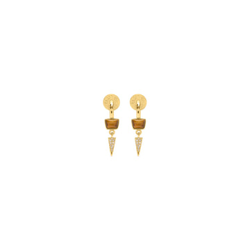 tigers eye detailed huggie hoops
