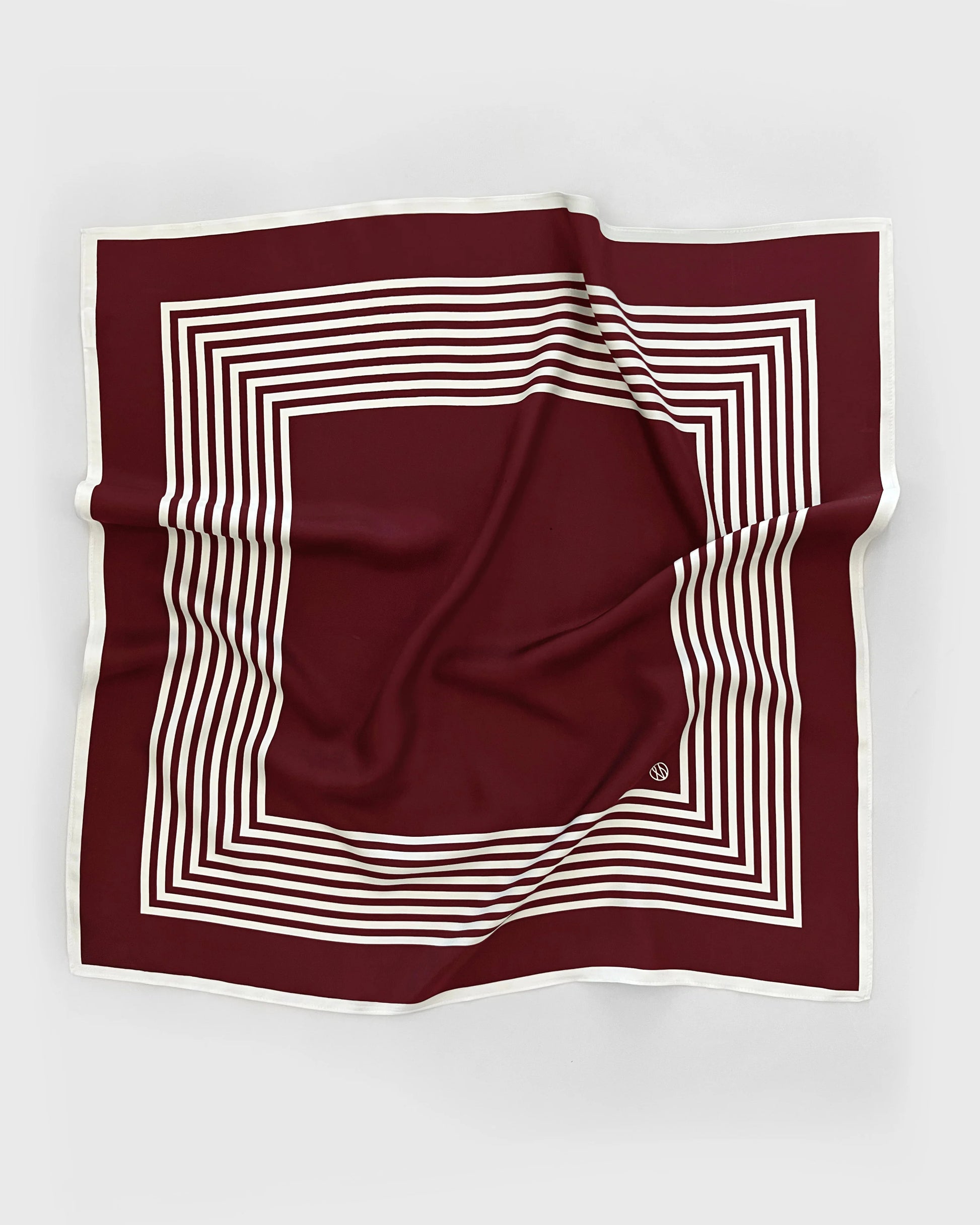 Bordeaux coloured silk scarf with stripe detail from lescarf