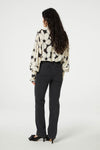 Pull on monochrome top with floral print and high neck with long sleeves
