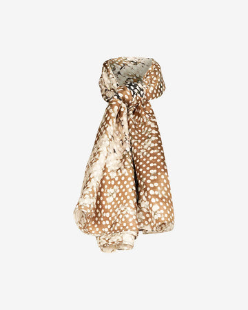 beige silk polka dot print scarf