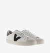 faux leather white trainers with suede toe and black v and back